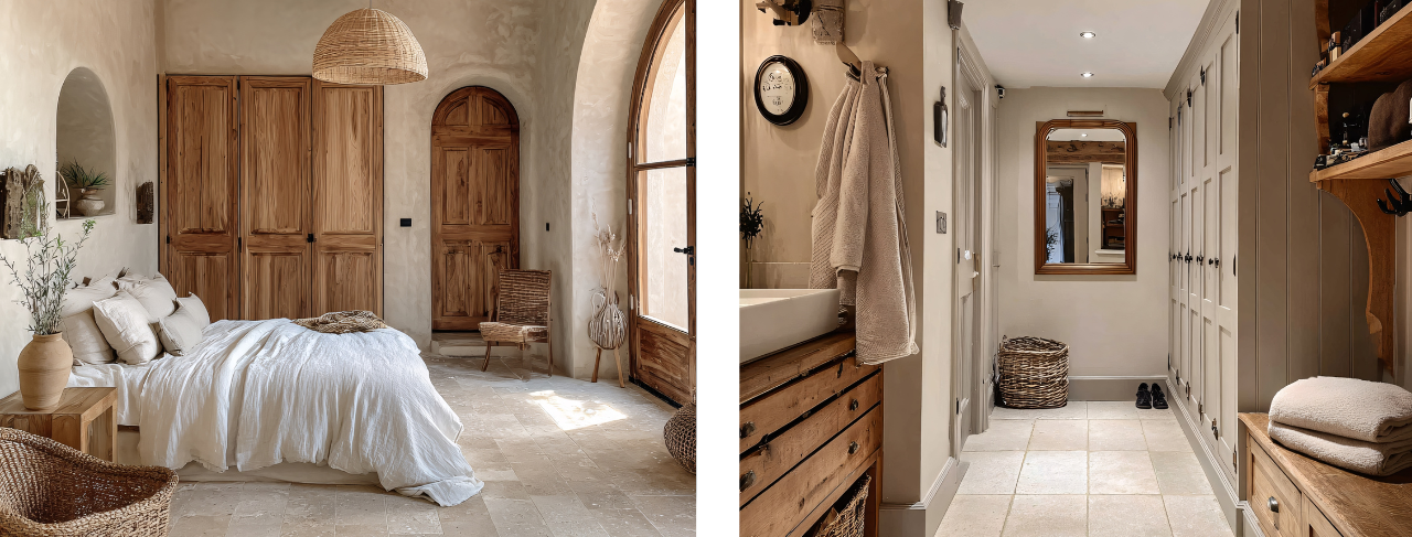 neutral bed and bath combo